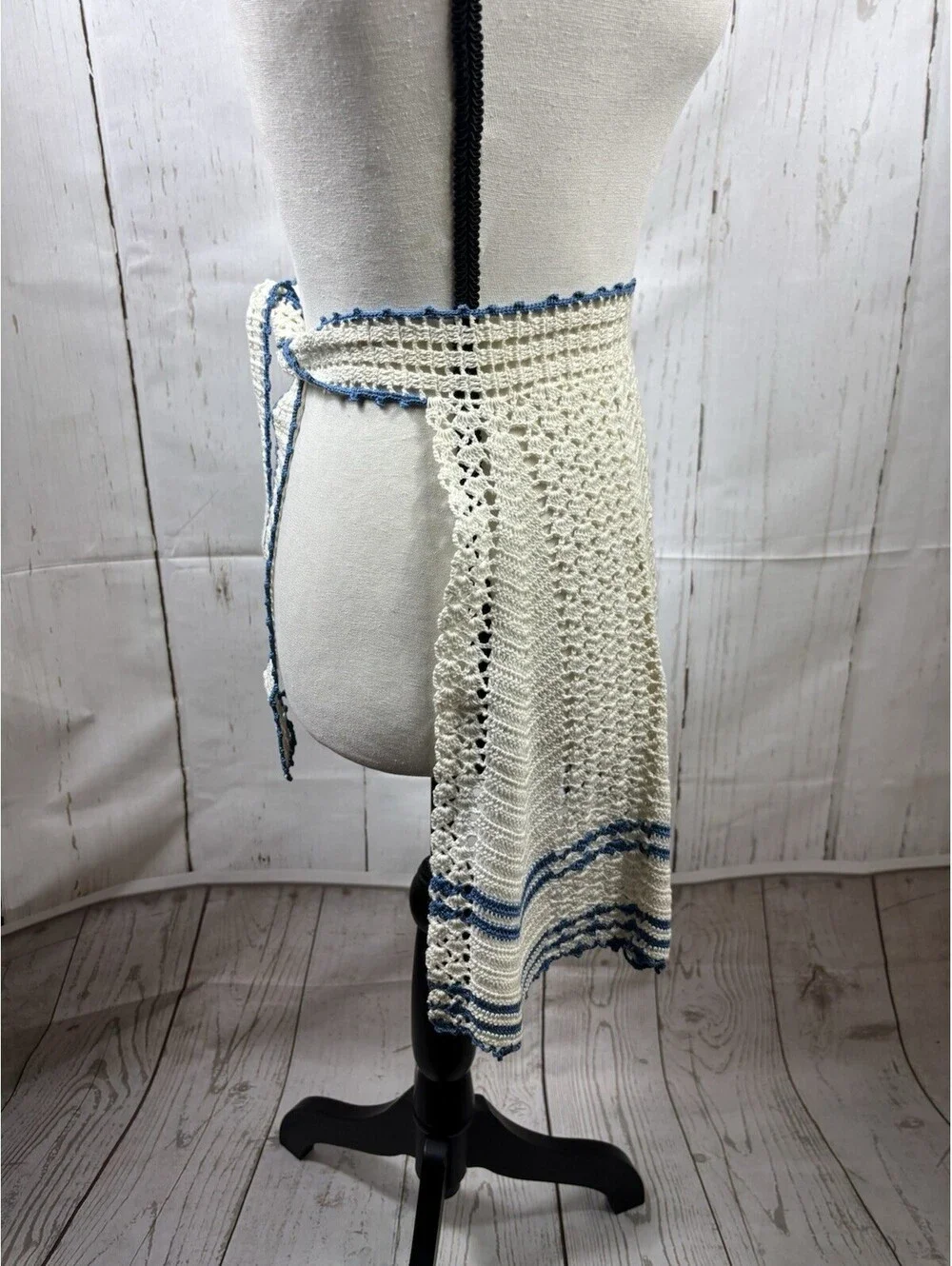 Vintage Crocheted Chevron Half Apron 40-50ss